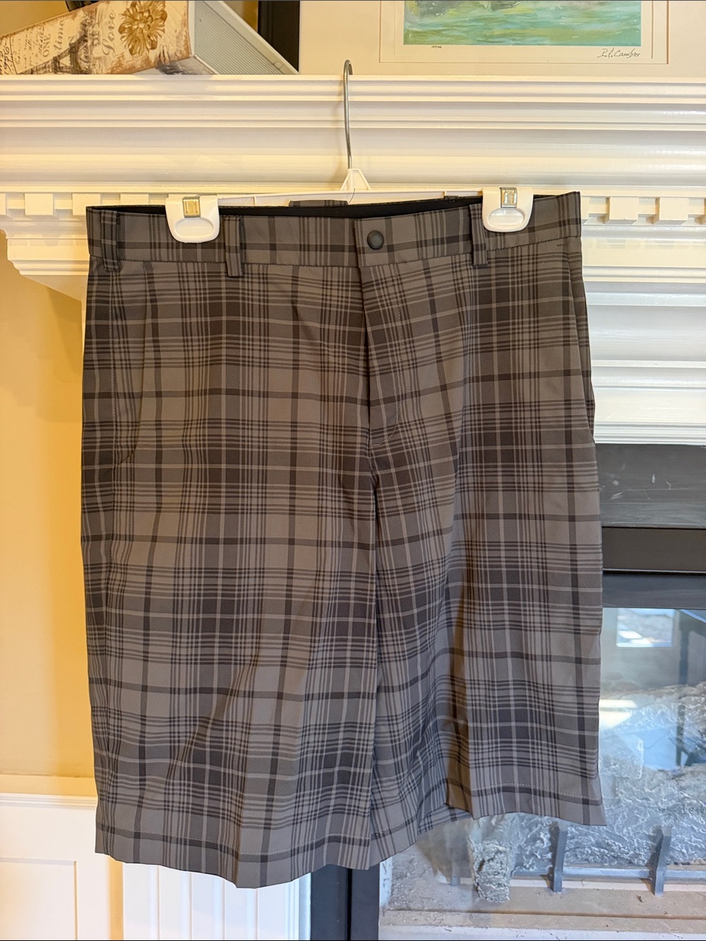 Men's Nike Plaid Performance Golf Shorts - Gray